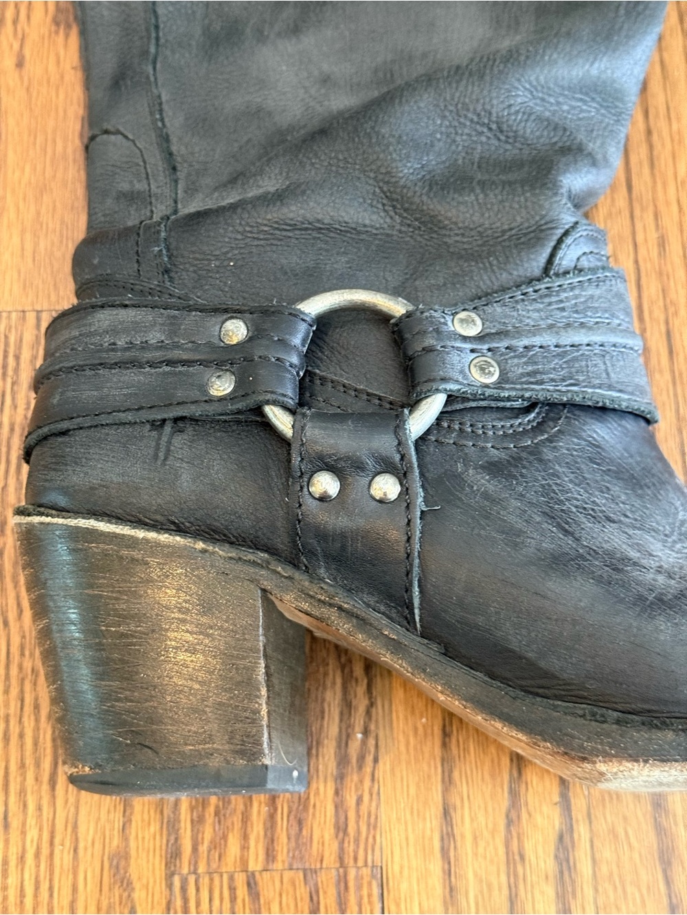 Frye Carmen Tall Riding Harness Boots Black 9 women’s leather moto - Picture 4 of 8